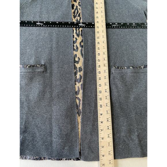 Chicos Cardigan Womens Size 3 US XL Gray Mixed Media Open Front Sweater Pockets - Picture 10 of 10